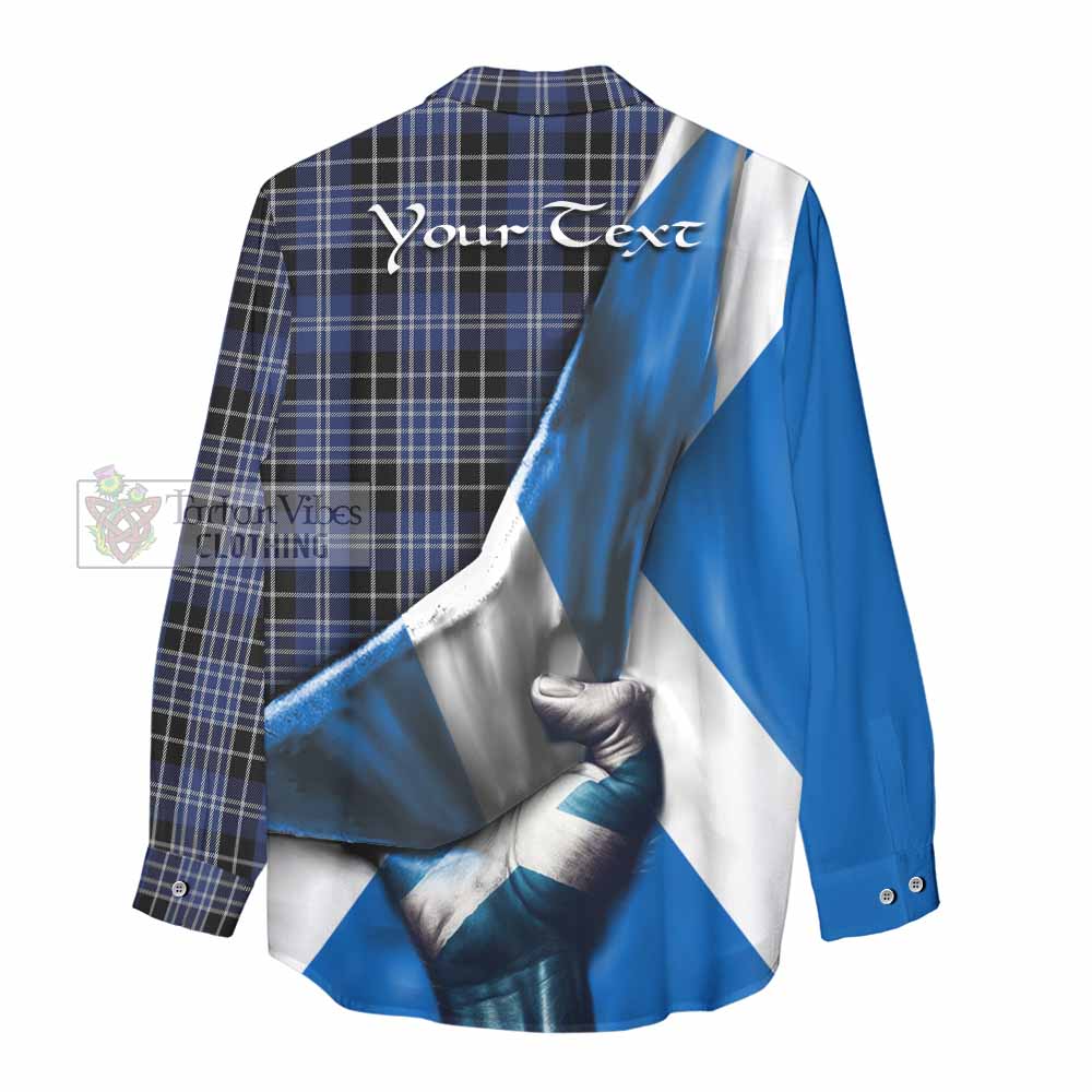 Tartan Vibes Clothing Clark (Clarke) Tartan Women's Casual Shirt with Family Crest Scotland Patriotic Style