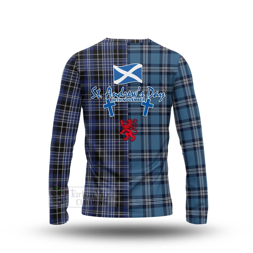 Tartan Vibes Clothing Clark (Clarke) Tartan Long Sleeve T-Shirt Happy St. Andrew's Day Half Tartan Style