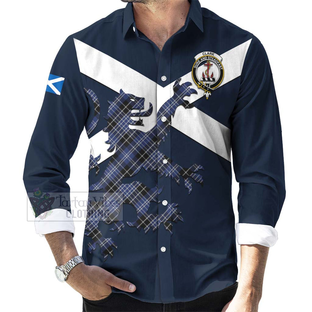 Tartan Vibes Clothing Clark (Clarke) Tartan Lion Rampant Long Sleeve Button Shirt – Proudly Display Your Heritage with Alba Gu Brath and Clan Name