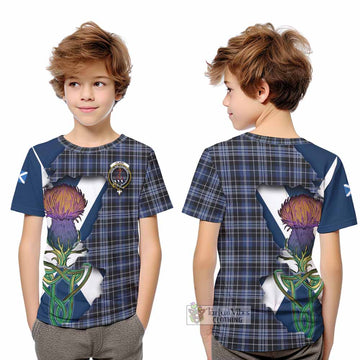 Clark (Clarke) Tartan Family Crest Kid T-Shirt Scottish Thistle Celtic Inspired - Tartan Vibes Clothing