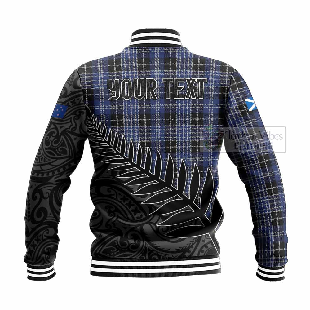 Tartan Vibes Clothing Clark (Clarke) Crest Tartan Baseball Jacket with New Zealand Silver Fern Half Style