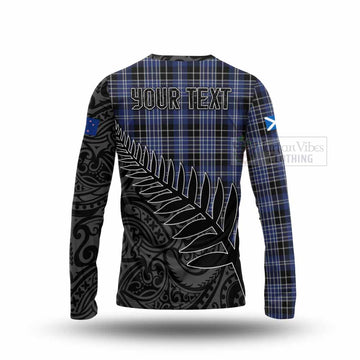 Clark (Clarke) Crest Tartan Long Sleeve T-Shirt with New Zealand Silver Fern Half Style