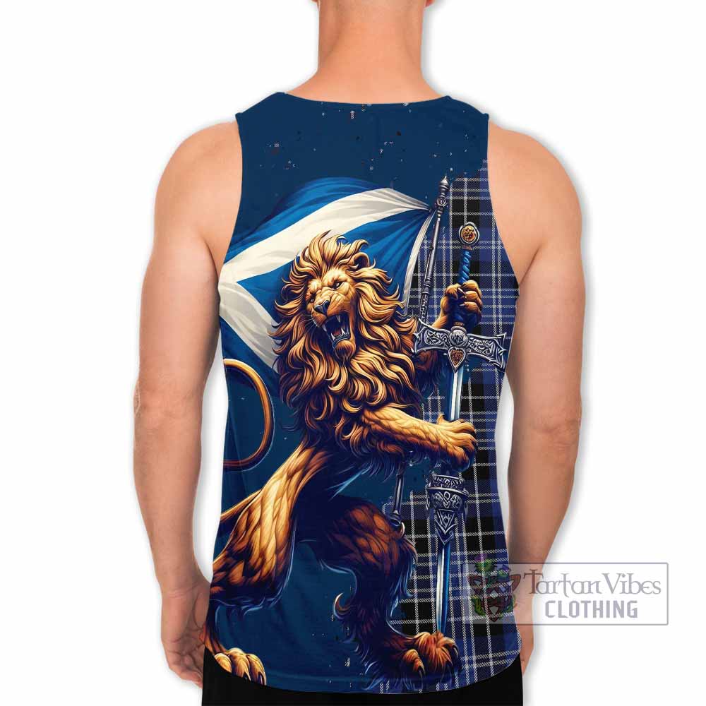 Tartan Vibes Clothing Clark (Clarke) Tartan Family Crest Men's Tank Top with Scottish Majestic Lion