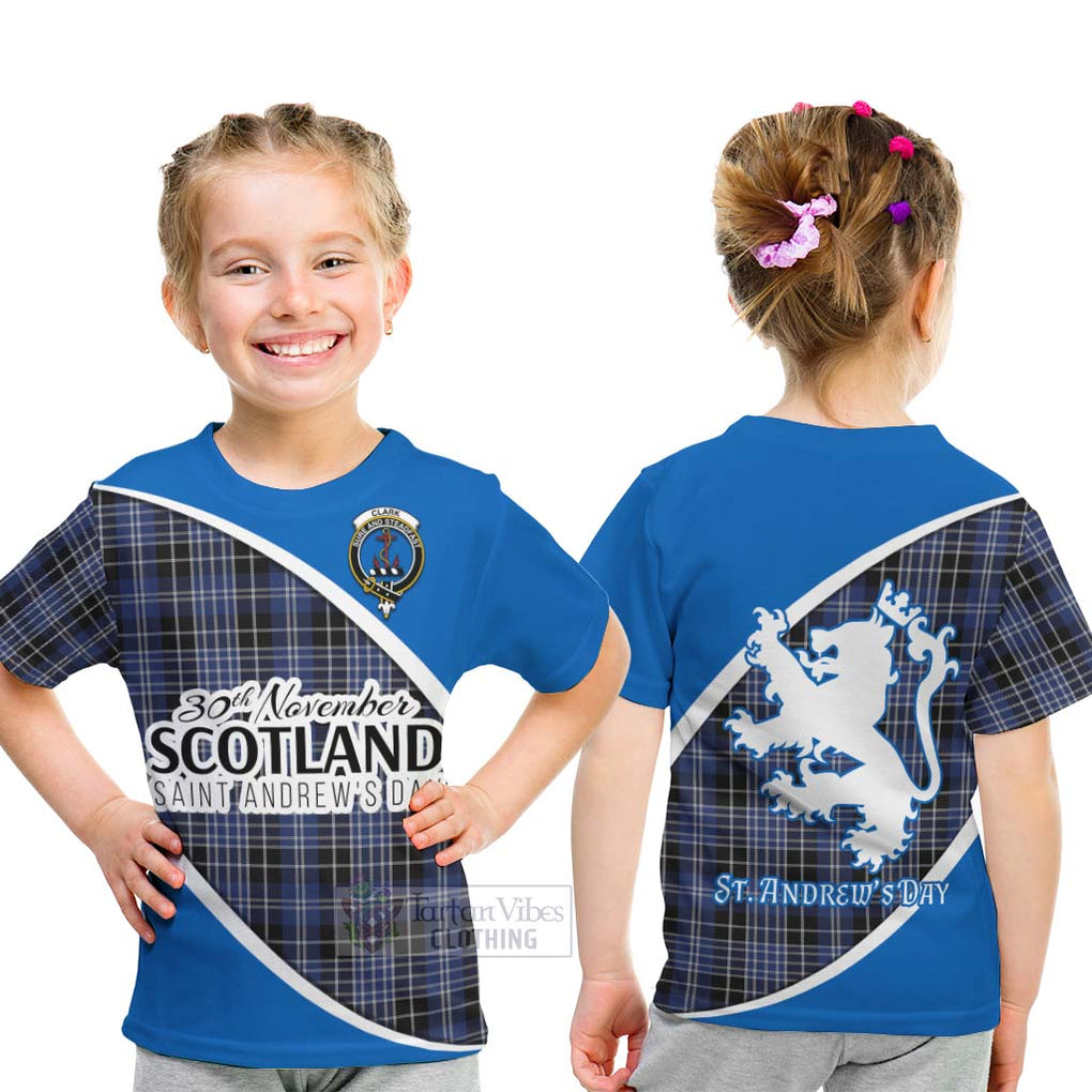 Tartan Vibes Clothing Clark (Clarke) Family Crest Tartan Kid T-Shirt Celebrate Saint Andrew's Day in Style