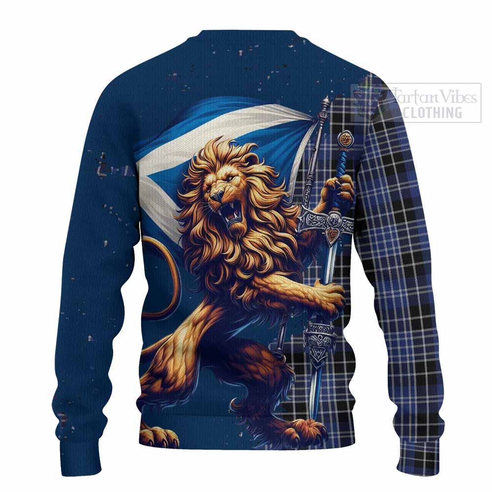 Tartan Vibes Clothing Clark (Clarke) Tartan Family Crest Knitted Sweater with Scottish Majestic Lion