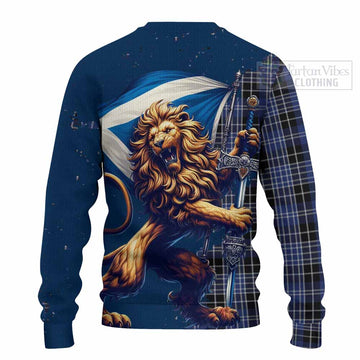 Clark (Clarke) Tartan Family Crest Knitted Sweater with Scottish Majestic Lion