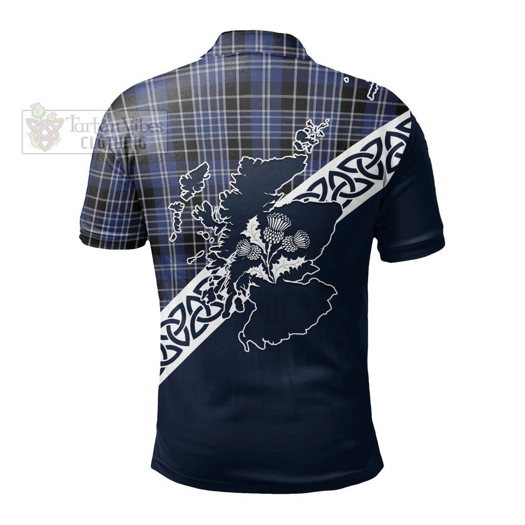 Clark (Clarke) Tartan Polo Shirt Featuring Thistle and Scotland Map