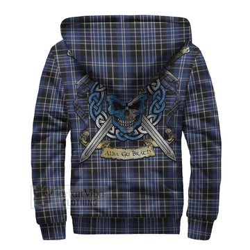 Clark (Clarke) Tartan Sherpa Hoodie with Family Crest Celtic Skull Style