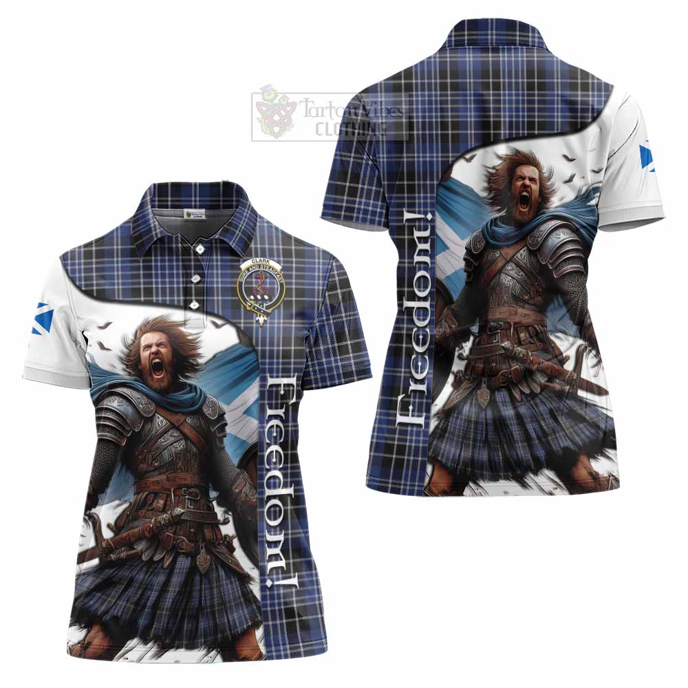 Tartan Vibes Clothing Clark (Clarke) Crest Tartan Women's Polo Shirt Inspired by the Freedom of Scottish Warrior