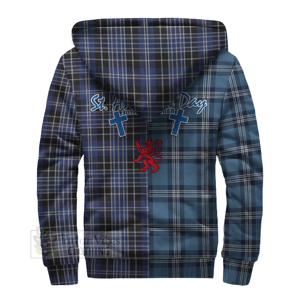 Tartan Vibes Clothing Clark (Clarke) Tartan Sherpa Hoodie Happy St. Andrew's Day Half Tartan Style