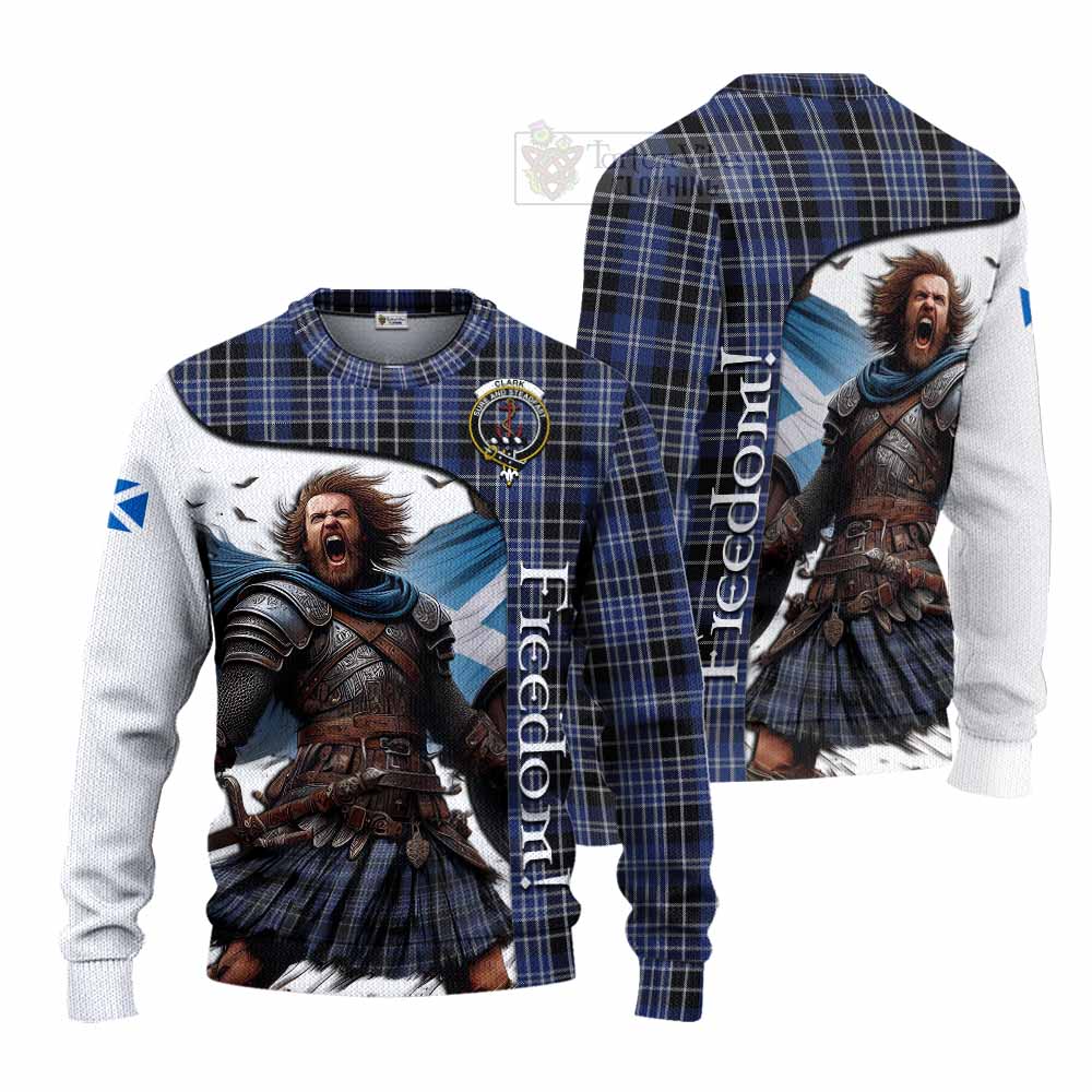 Tartan Vibes Clothing Clark (Clarke) Crest Tartan Knitted Sweater Inspired by the Freedom of Scottish Warrior