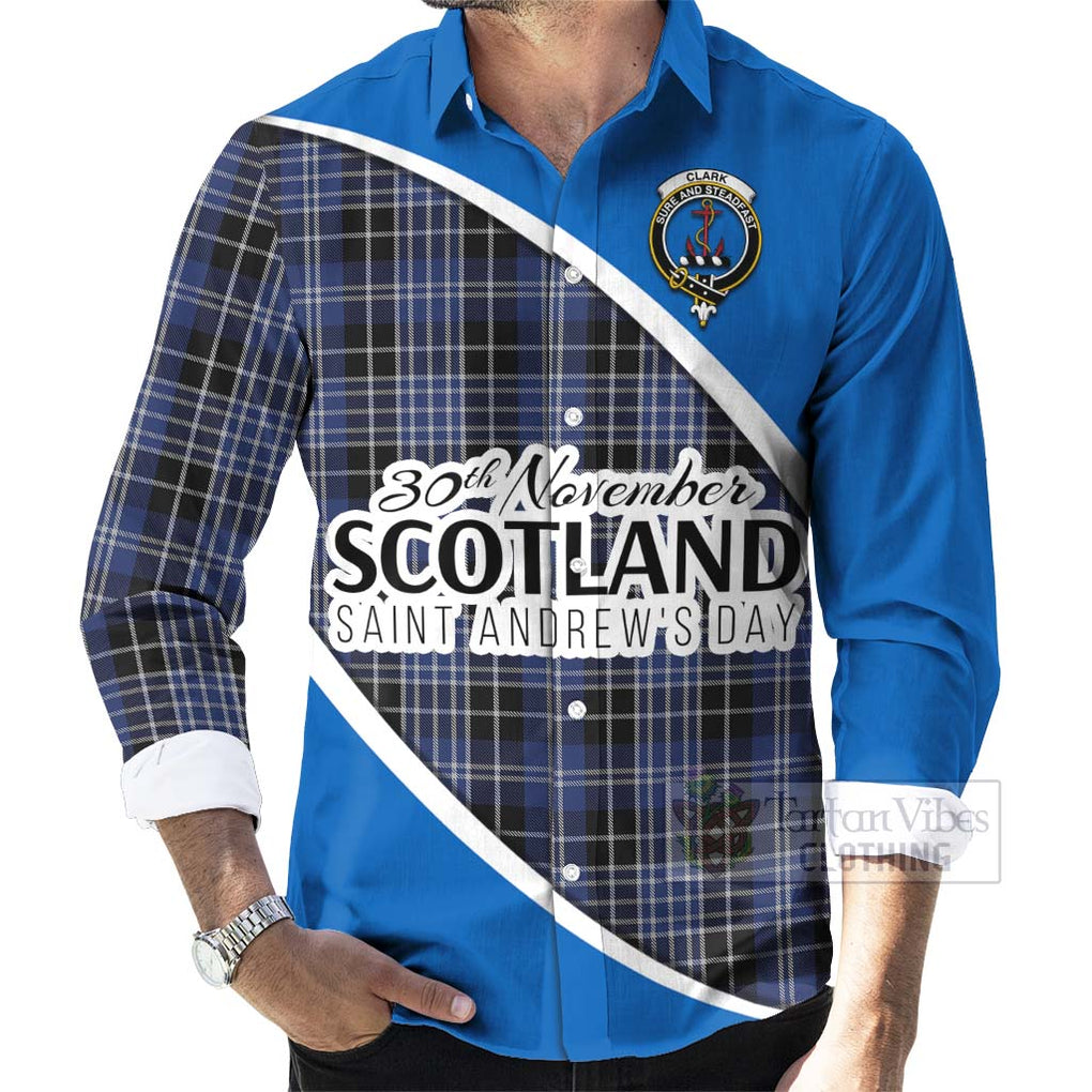 Tartan Vibes Clothing Clark (Clarke) Family Crest Tartan Long Sleeve Button Shirt Celebrate Saint Andrew's Day in Style