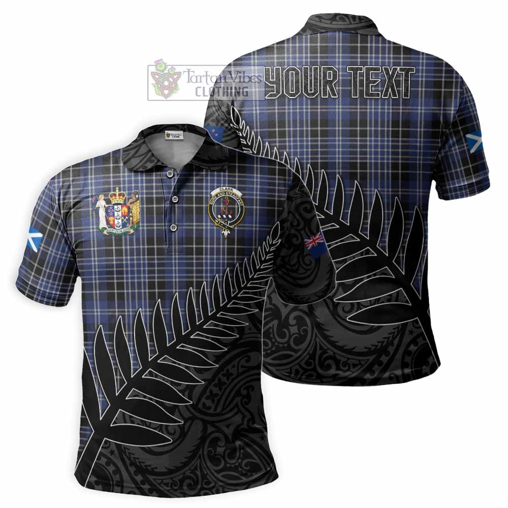 Clark (Clarke) Crest Tartan Polo Shirt with New Zealand Silver Fern Half Style