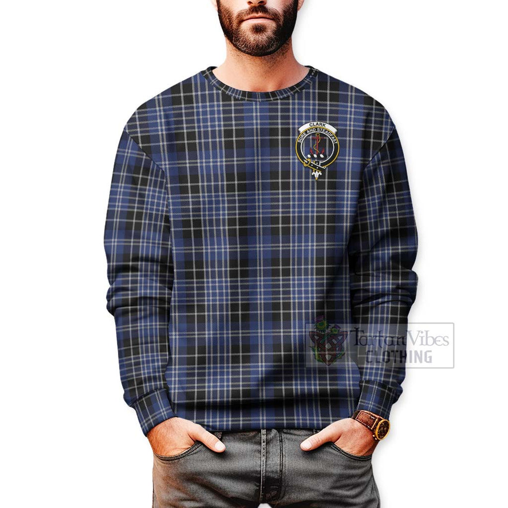 Tartan Vibes Clothing Clark (Clarke) Tartan Sweatshirt with Family Crest Celtic Skull Style