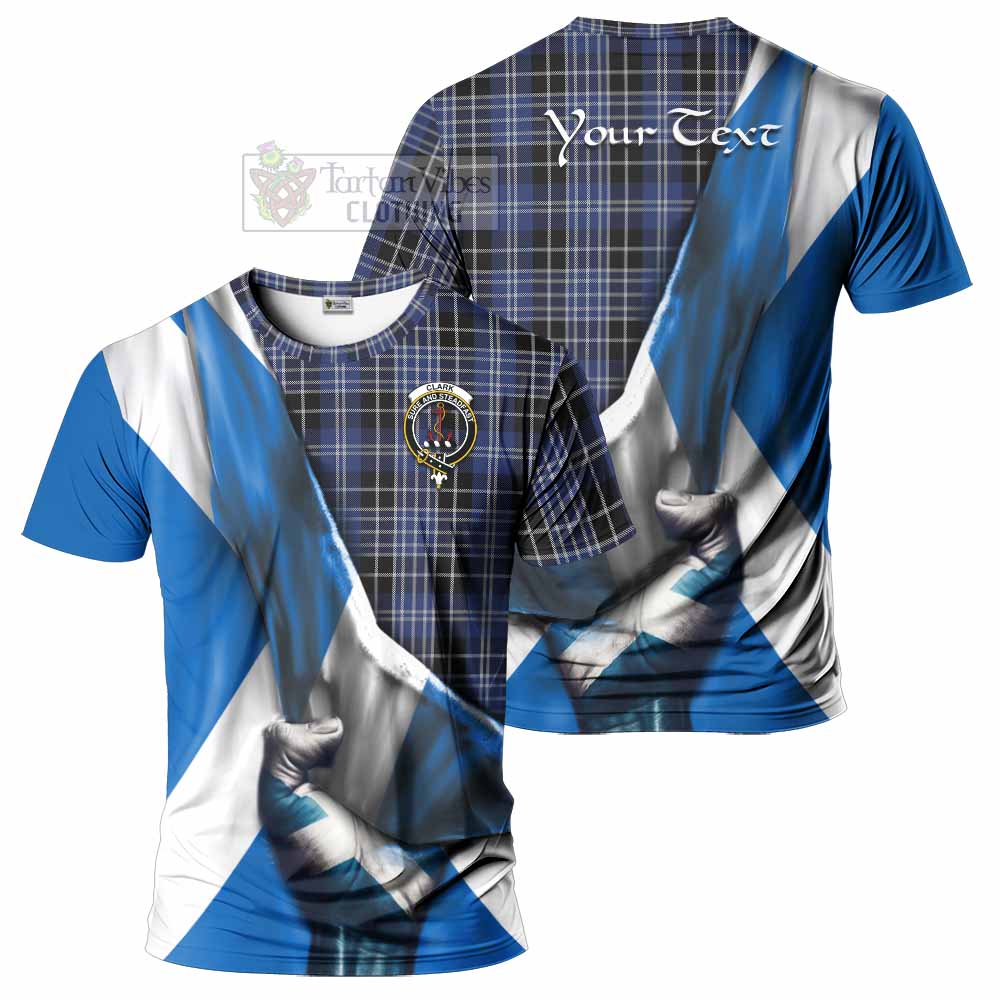 Tartan Vibes Clothing Clark (Clarke) Tartan T-Shirt with Family Crest Scotland Patriotic Style