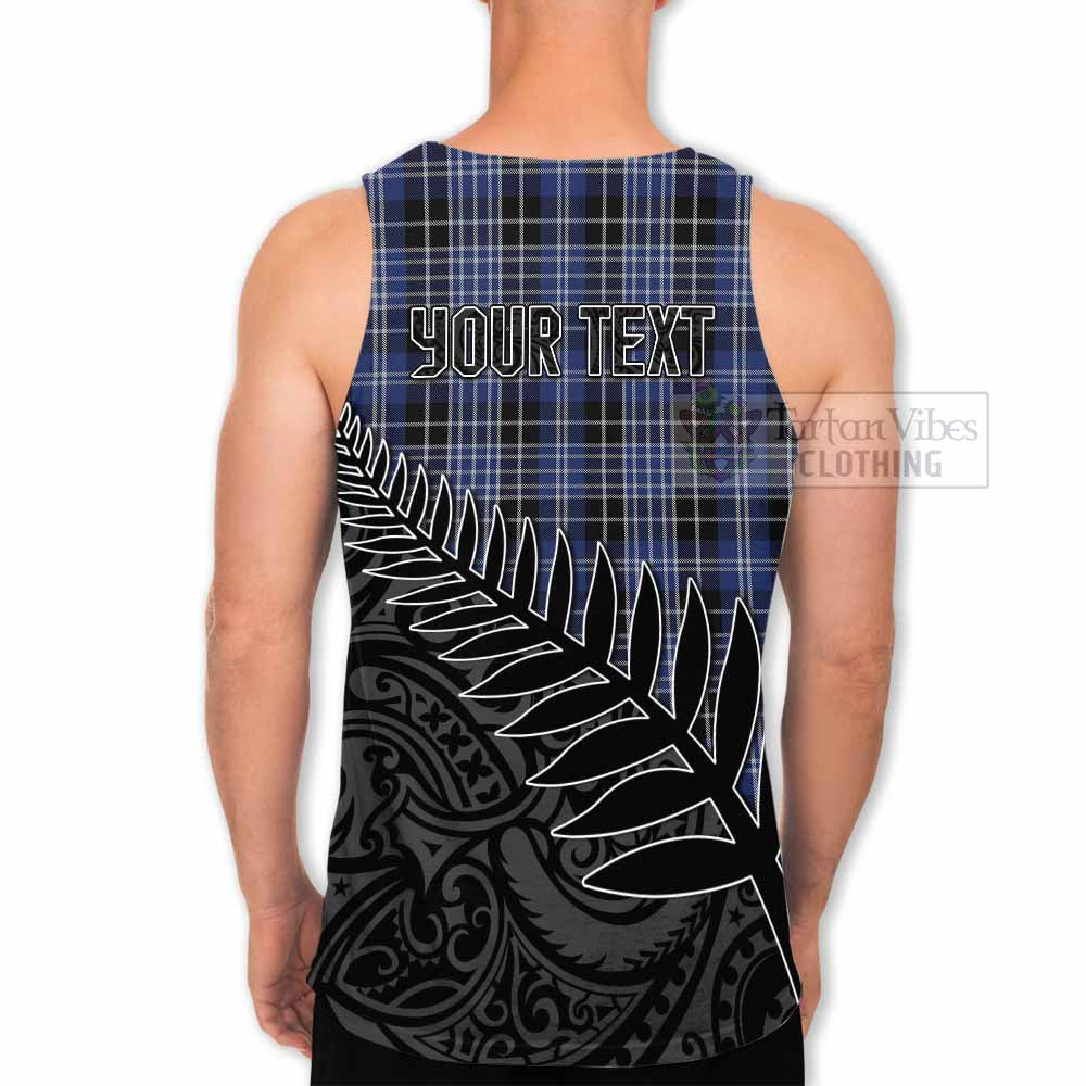 Tartan Vibes Clothing Clark (Clarke) Crest Tartan Men's Tank Top with New Zealand Silver Fern Half Style