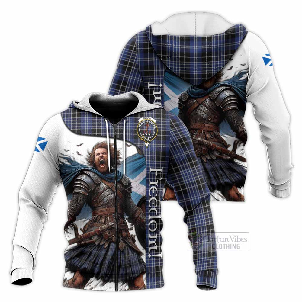 Tartan Vibes Clothing Clark (Clarke) Crest Tartan Knitted Hoodie Inspired by the Freedom of Scottish Warrior