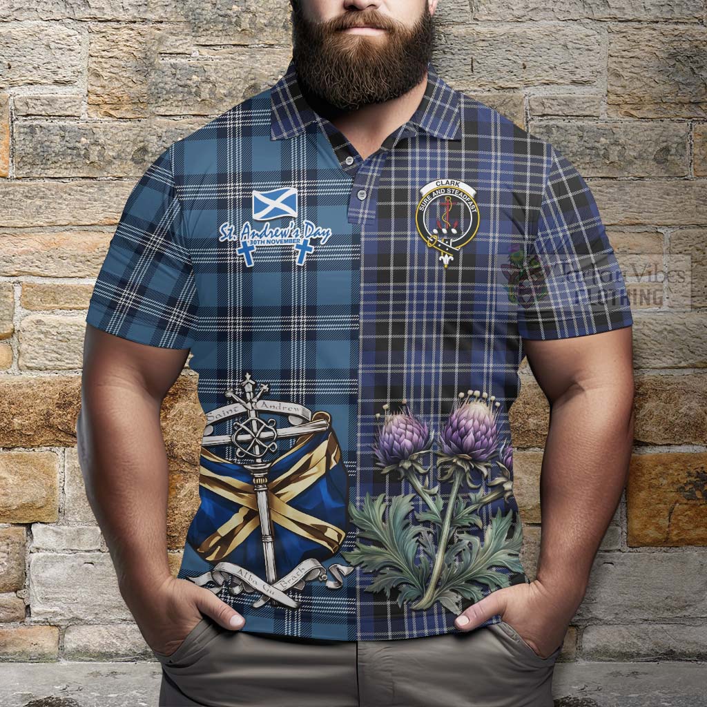 Tartan Vibes Clothing Clark (Clarke) Tartan Polo Shirt Happy St. Andrew's Day Half Tartan Style