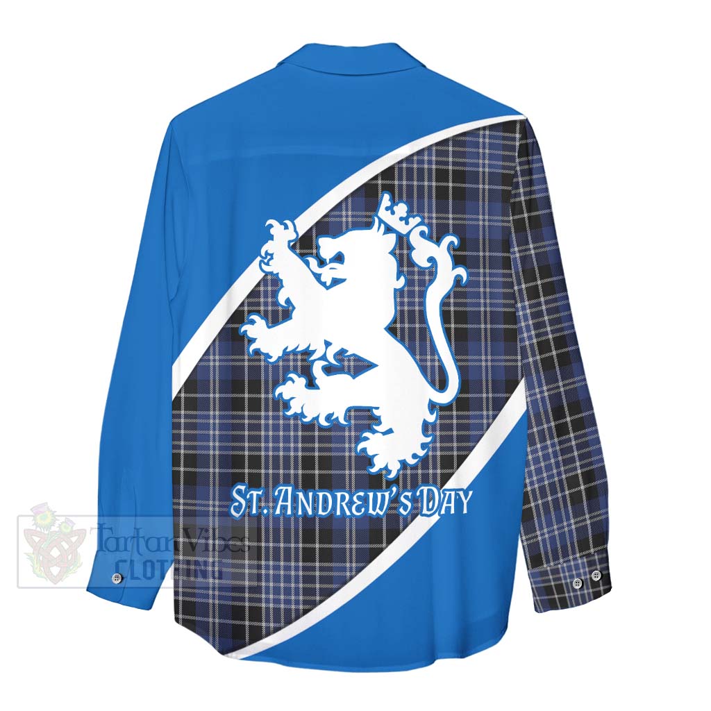 Tartan Vibes Clothing Clark (Clarke) Family Crest Tartan Women's Casual Shirt Celebrate Saint Andrew's Day in Style