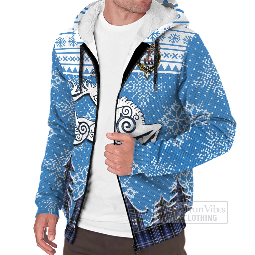 Tartan Vibes Clothing Clark (Clarke) Clan Christmas Sherpa Hoodie Celtic Reindeer Style