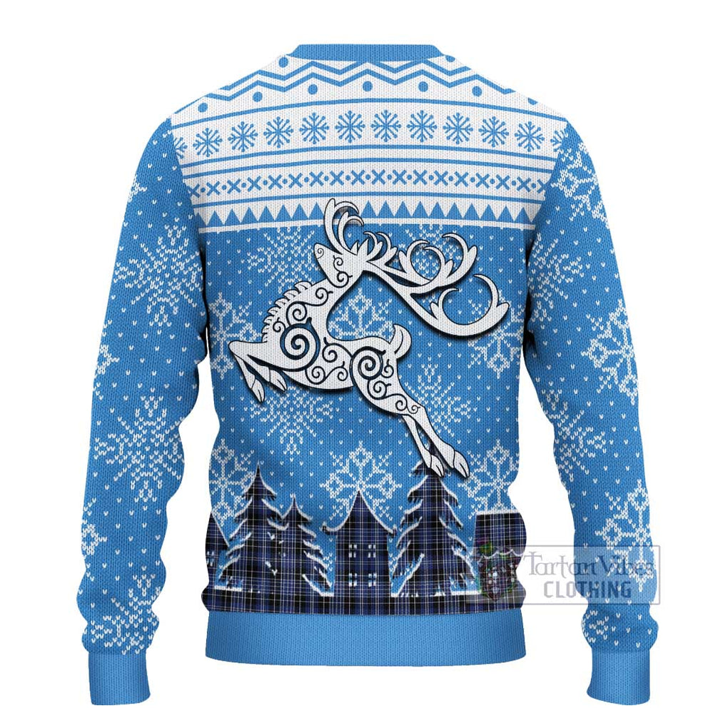 Tartan Vibes Clothing Clark (Clarke) Clan Christmas Ugly Sweater with Tartan and Celtic Raindeer Style