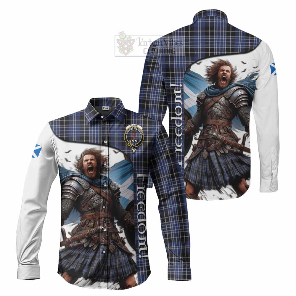 Tartan Vibes Clothing Clark (Clarke) Crest Tartan Long Sleeve Button Shirt Inspired by the Freedom of Scottish Warrior