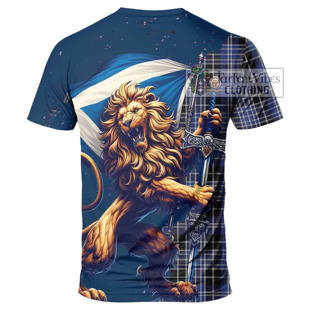 Tartan Vibes Clothing Clark (Clarke) Tartan Family Crest T-Shirt with Scottish Majestic Lion