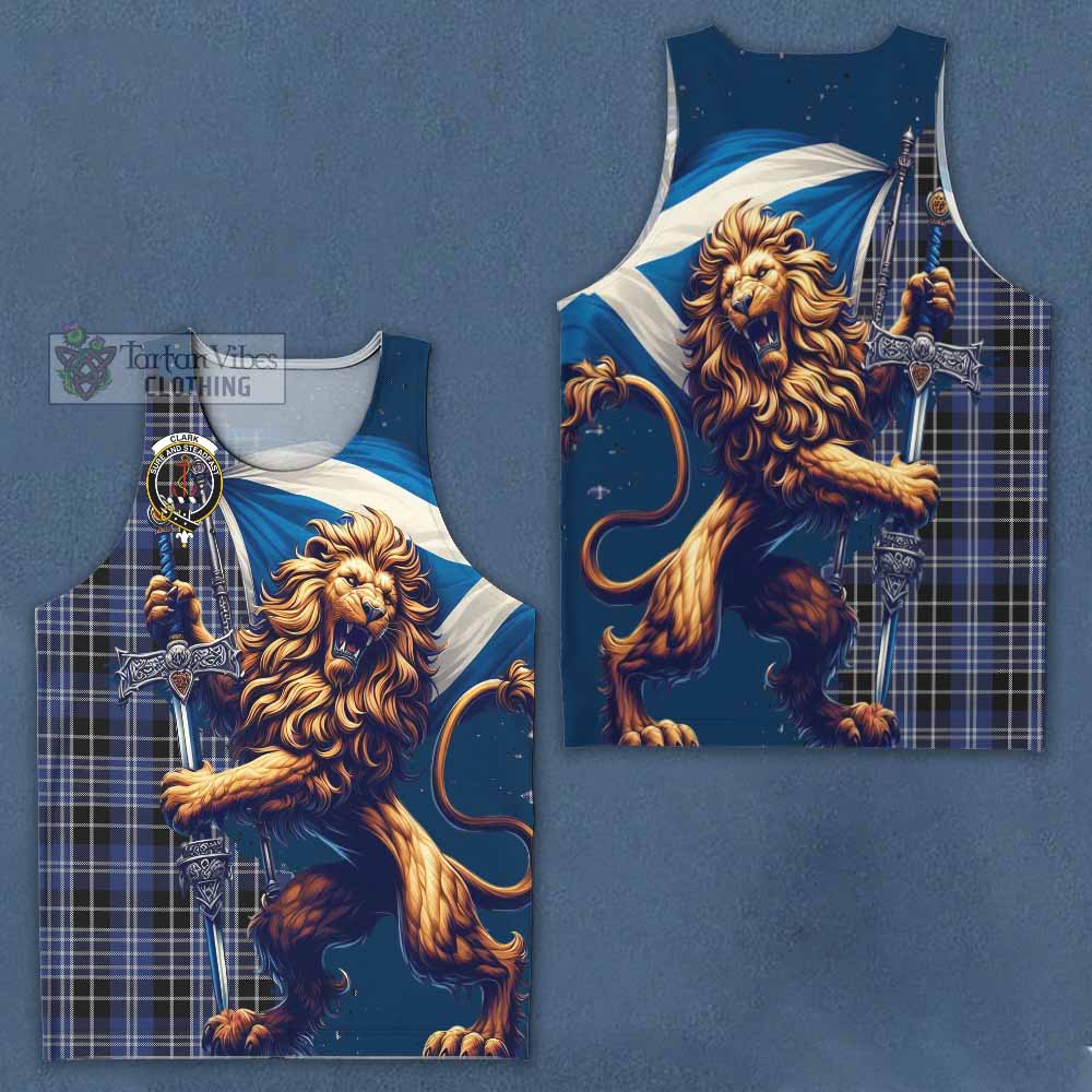 Tartan Vibes Clothing Clark (Clarke) Tartan Family Crest Men's Tank Top with Scottish Majestic Lion