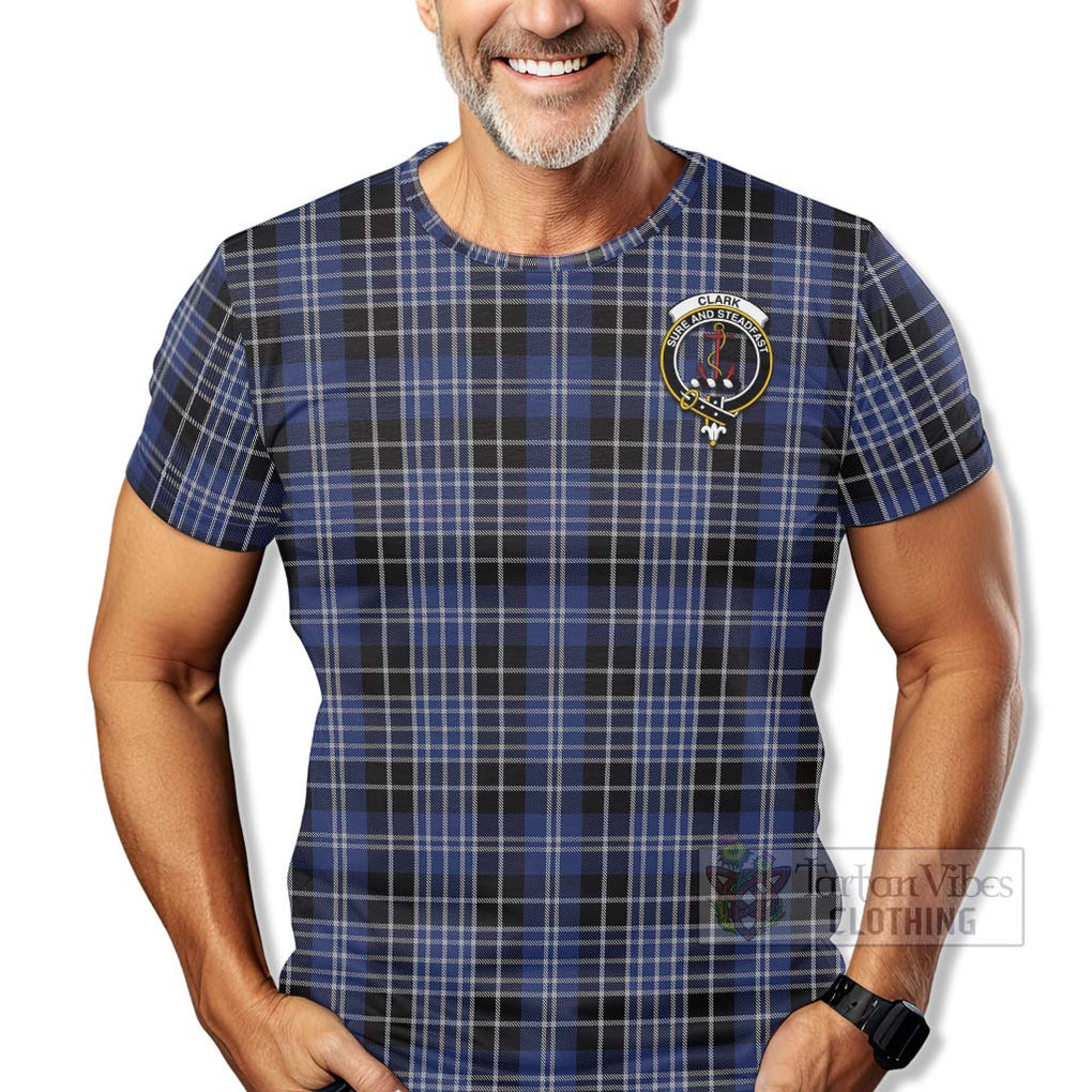 Tartan Vibes Clothing Clark (Clarke) Tartan T-Shirt with Family Crest Celtic Skull Style