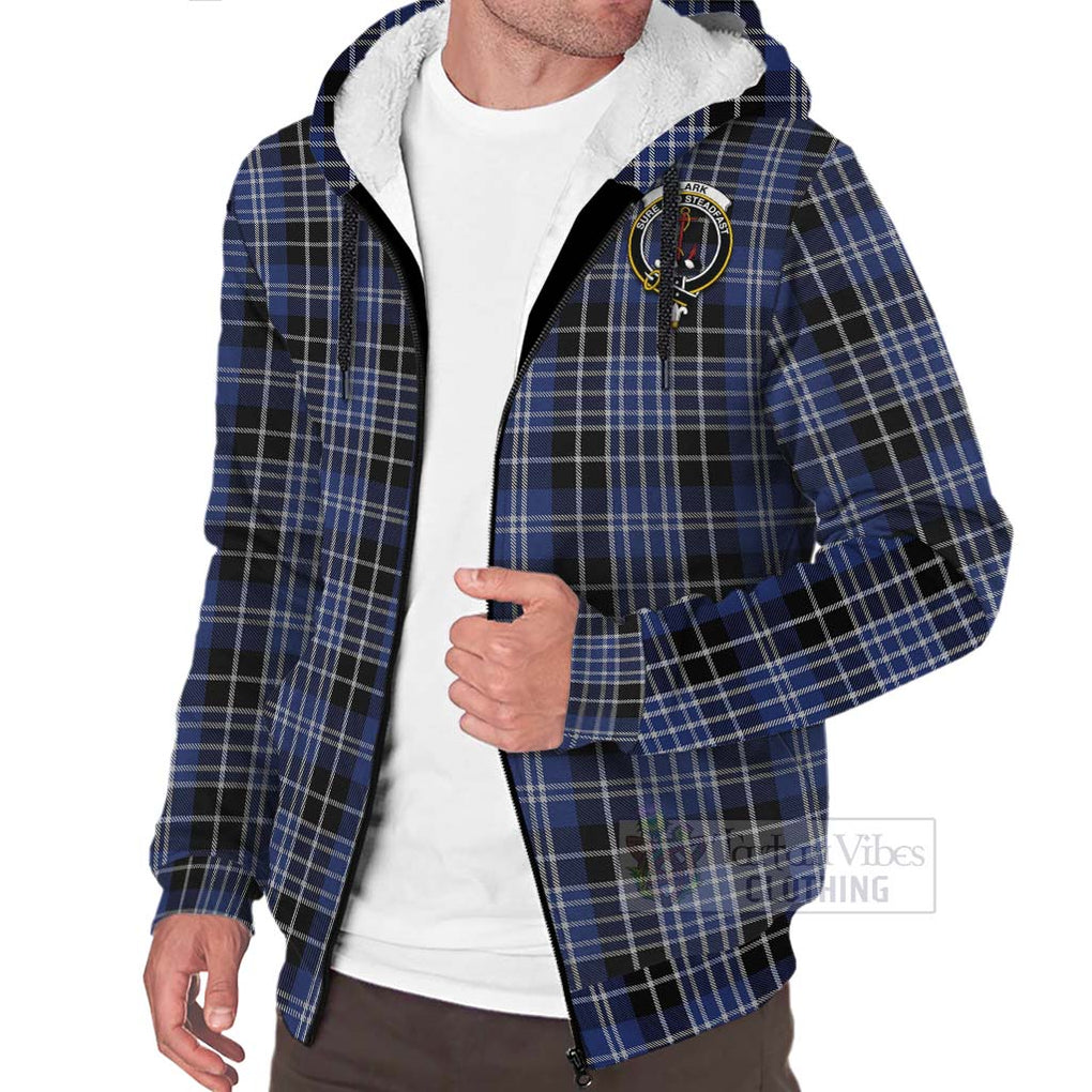 Tartan Vibes Clothing Clark (Clarke) Tartan Sherpa Hoodie with Family Crest Celtic Skull Style