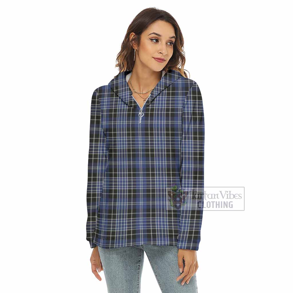 Tartan Vibes Clothing Clark (Clarke) Tartan Women's Borg  Half Zip Fleece Hoodie