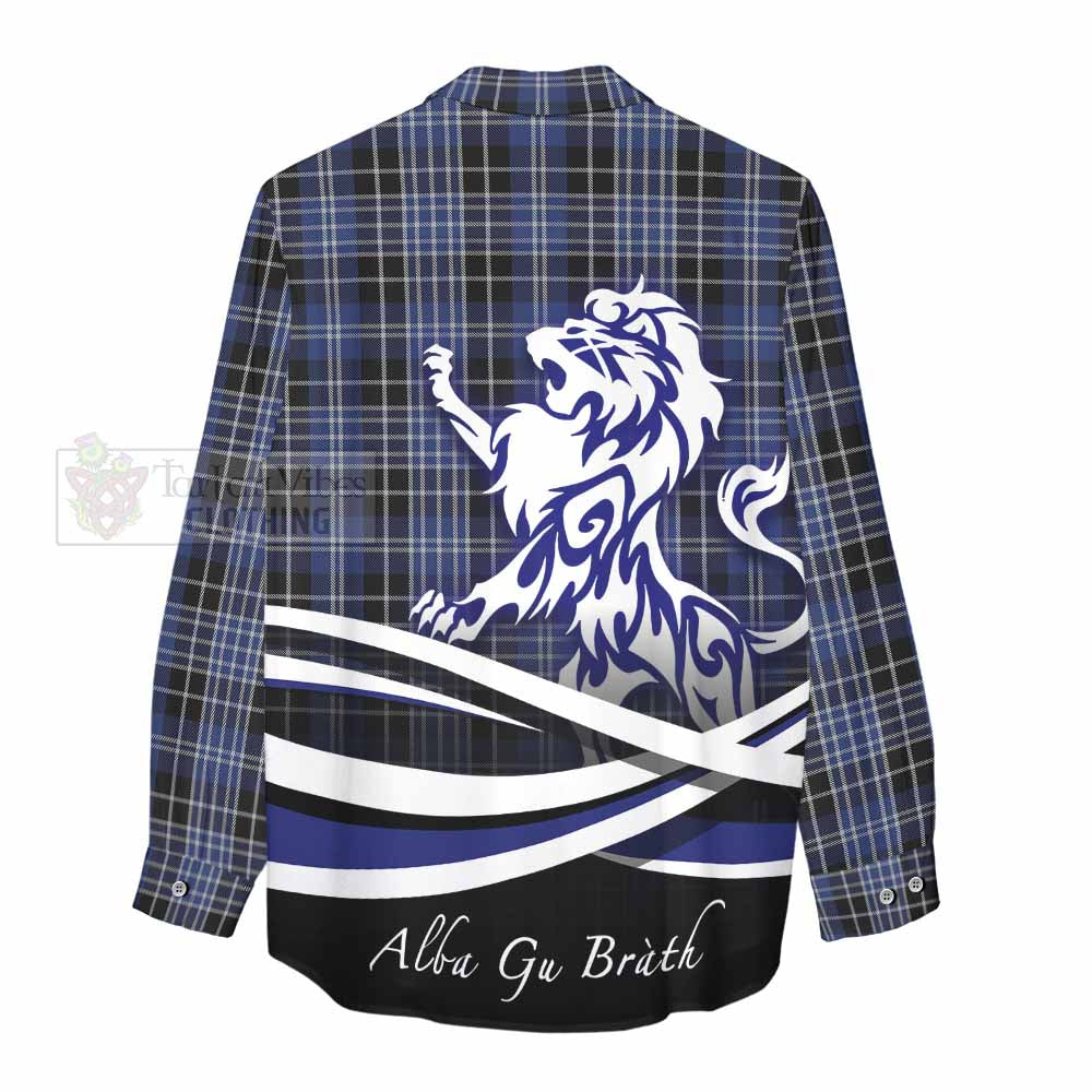 Tartan Vibes Clothing Clark (Clarke) Tartan Women's Casual Shirt with Alba Gu Brath Regal Lion Emblem