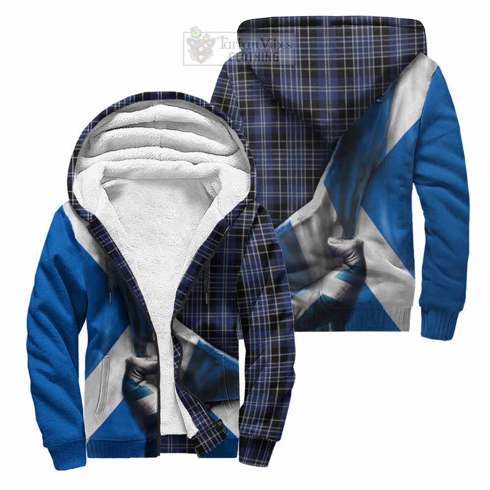 Tartan Vibes Clothing Clark (Clarke) Tartan Sherpa Hoodie with Family Crest Scotland Patriotic Style