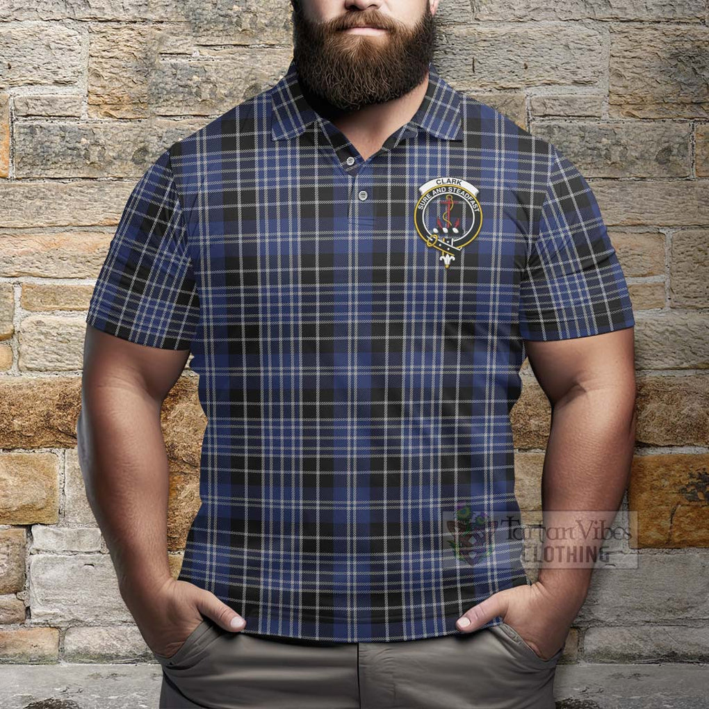 Tartan Vibes Clothing Clark (Clarke) Tartan Polo Shirt with Family Crest Celtic Skull Style