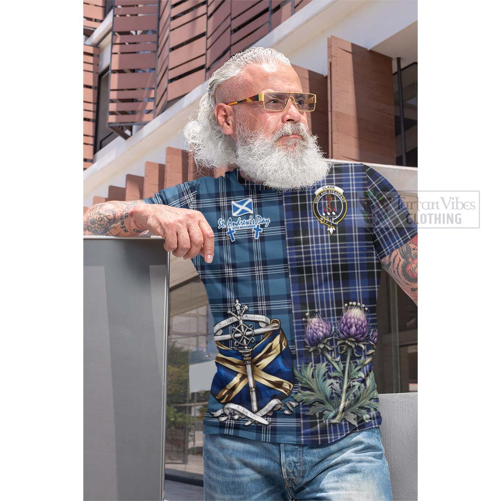 Tartan Vibes Clothing Clark (Clarke) Tartan Cotton T-shirt Happy St. Andrew's Day Half Tartan Style