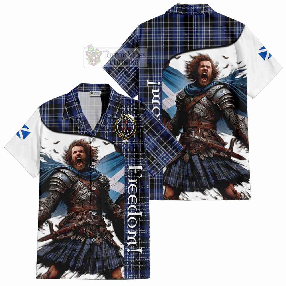 Tartan Vibes Clothing Clark (Clarke) Crest Tartan Short Sleeve Button Shirt Inspired by the Freedom of Scottish Warrior