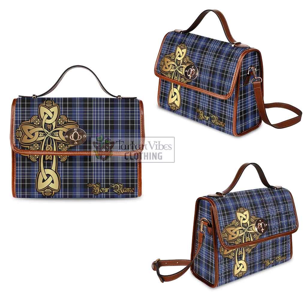 Tartan Vibes Clothing Clark (Clarke) Tartan Waterproof Canvas Bag Golden Thistle Celtic Cross Style