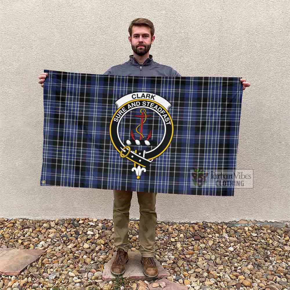 Tartan Vibes Clothing Clark (Clarke) Tartan House Flag with Family Crest