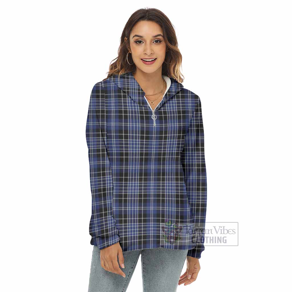 Tartan Vibes Clothing Clark (Clarke) Tartan Women's Borg  Half Zip Fleece Hoodie