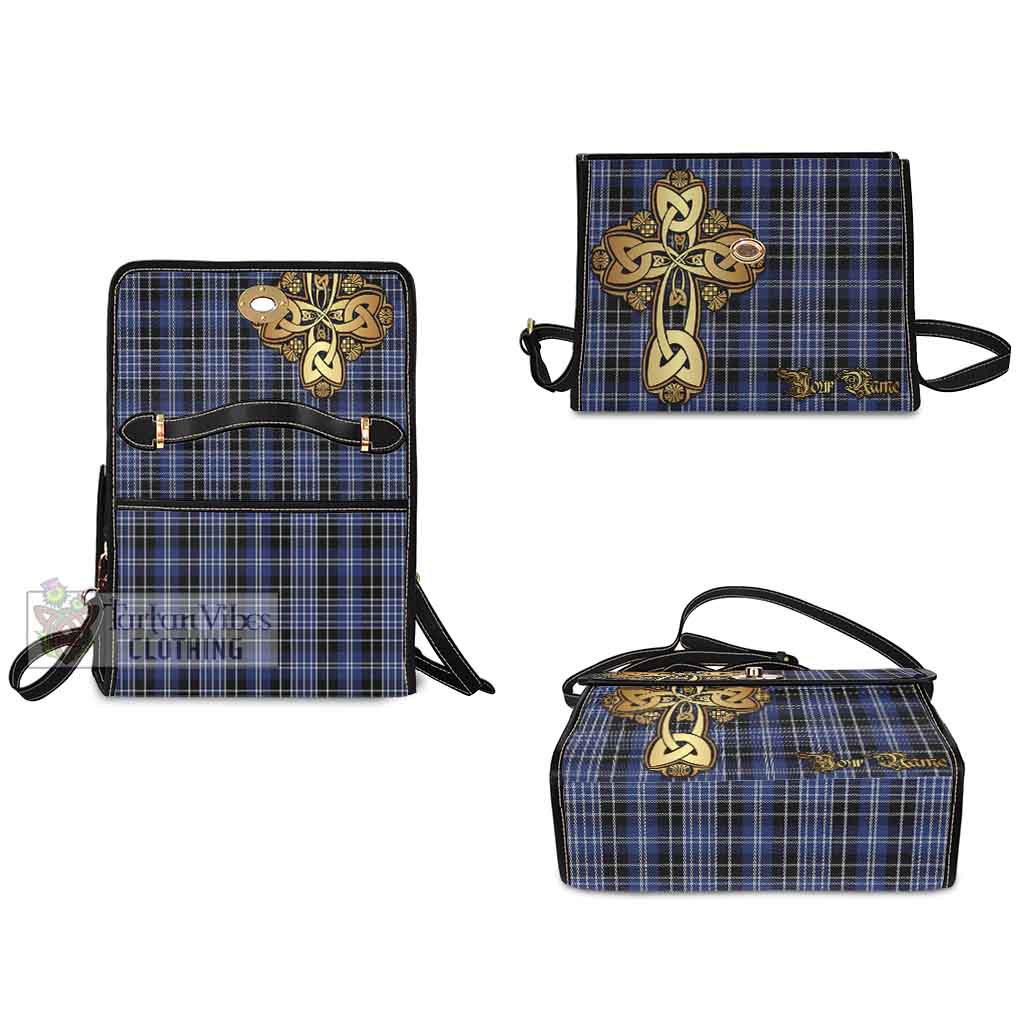 Tartan Vibes Clothing Clark (Clarke) Tartan Waterproof Canvas Bag Golden Thistle Celtic Cross Style