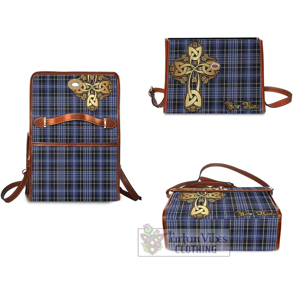 Tartan Vibes Clothing Clark (Clarke) Tartan Waterproof Canvas Bag Golden Thistle Celtic Cross Style