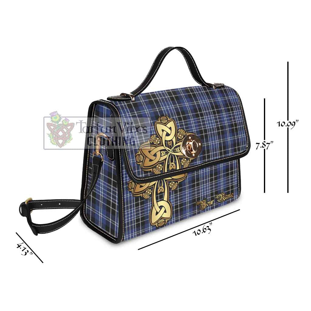 Tartan Vibes Clothing Clark (Clarke) Tartan Waterproof Canvas Bag Golden Thistle Celtic Cross Style