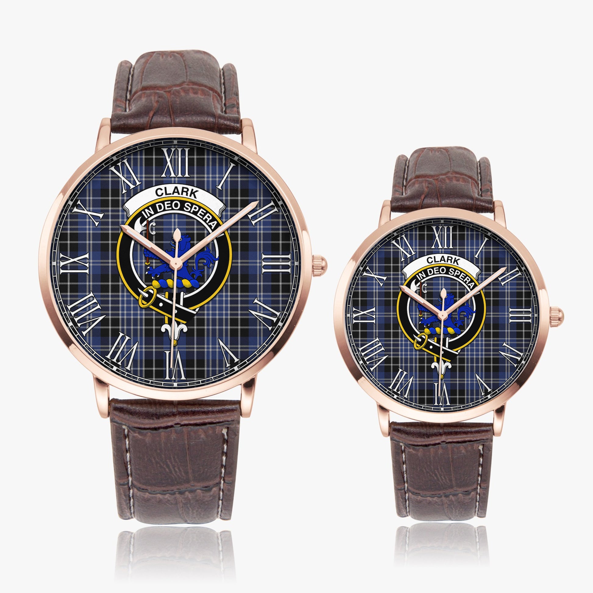 Clark (Lion) Tartan Family Crest Leather Strap Quartz Watch - Tartanvibesclothing