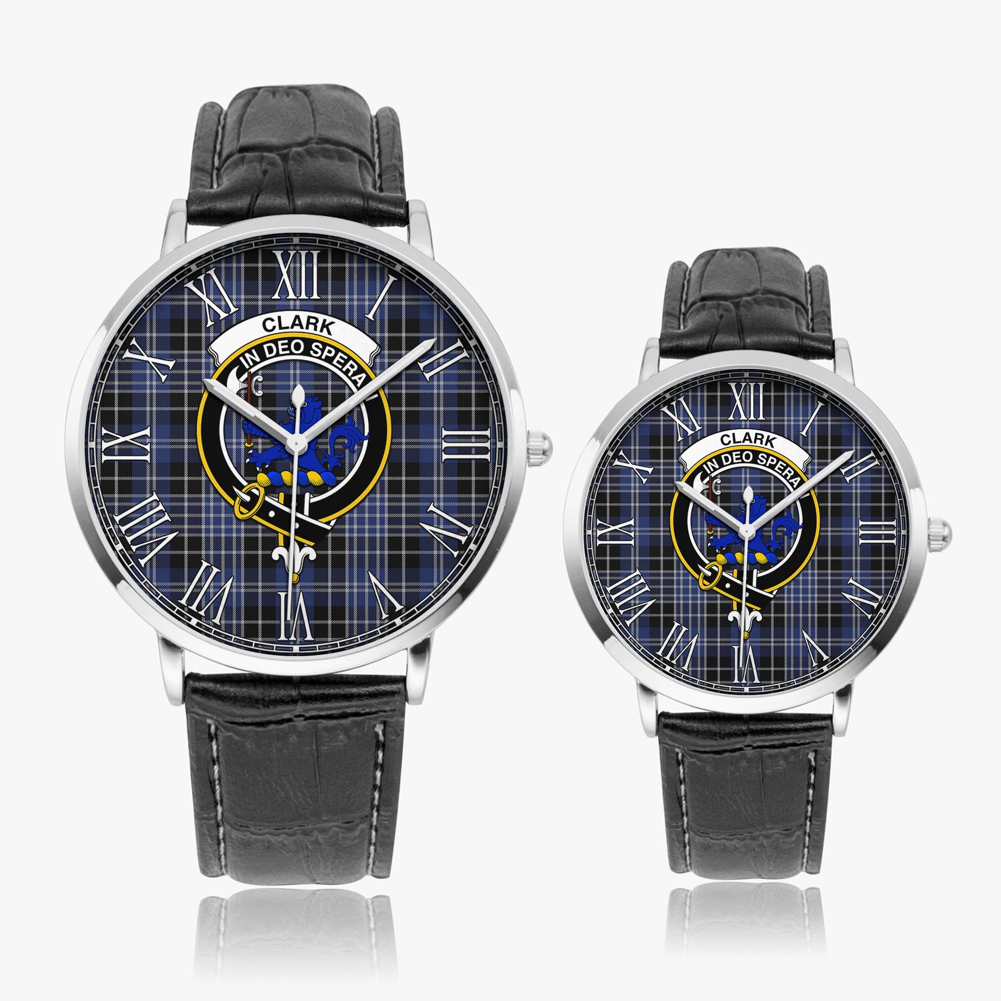 Clark (Lion) Tartan Family Crest Leather Strap Quartz Watch - Tartanvibesclothing