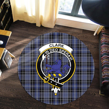 Clark (Lion) Tartan Round Rug with Family Crest