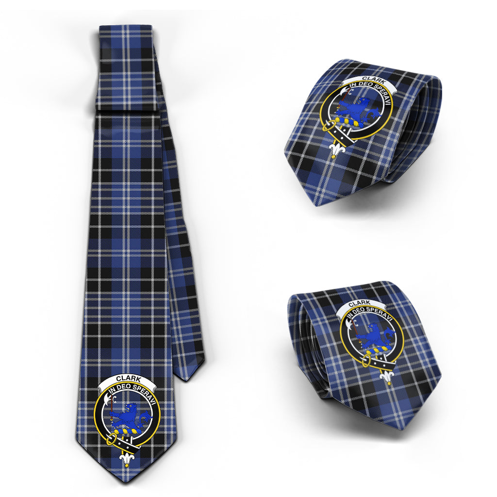 Clark (Lion) Tartan Classic Necktie with Family Crest Necktie One Size - Tartan Vibes Clothing