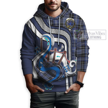 Clark (Lion) Tartan Hoodie with Epic Bagpipe Style