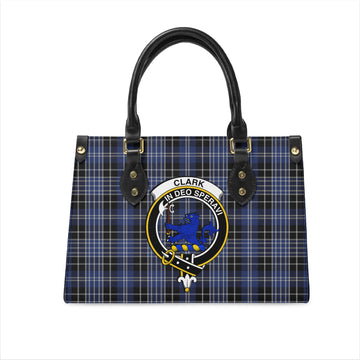 Clark (Lion) Tartan Leather Bag with Family Crest