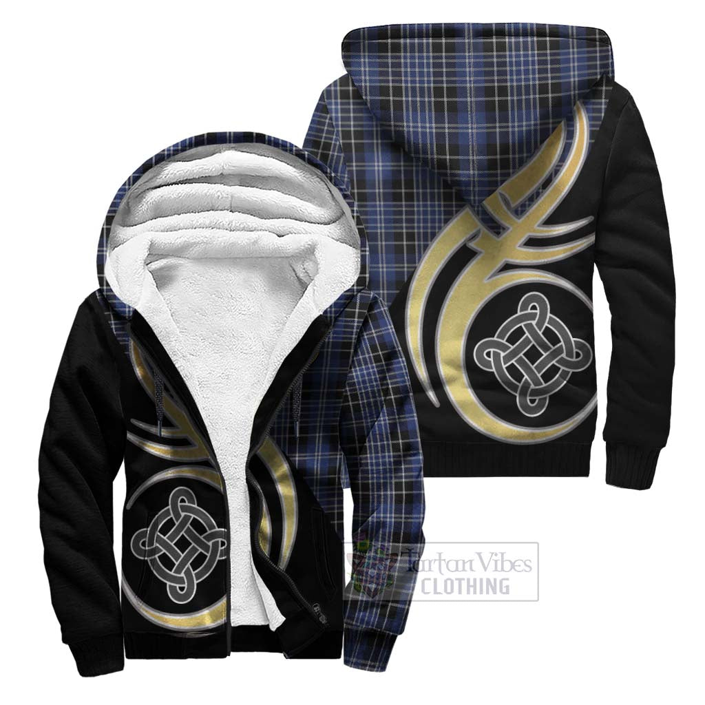 Clark (Lion) Tartan Sherpa Hoodie with Family Crest and Celtic Symbol Style Unisex S - Tartan Vibes Clothing