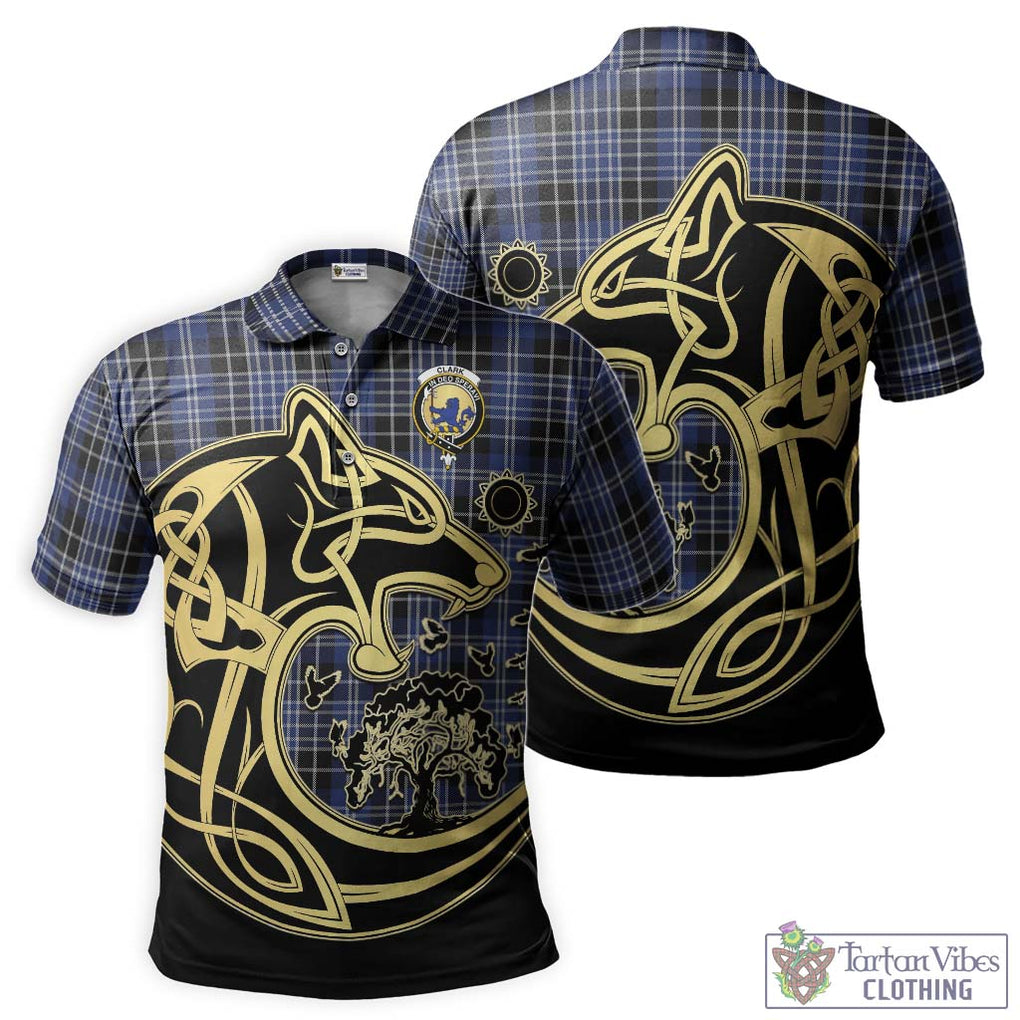 Clark (Lion) Tartan Polo Shirt with Family Crest Celtic Wolf Style Kid - Tartanvibesclothing Shop